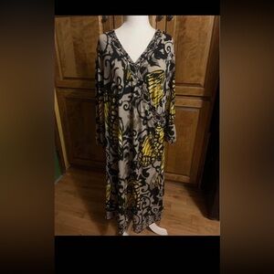 Alfani Yellow and Black Long Sleeve Dress